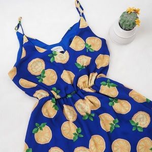 Everly Lemon Print Summer Dress Size Small